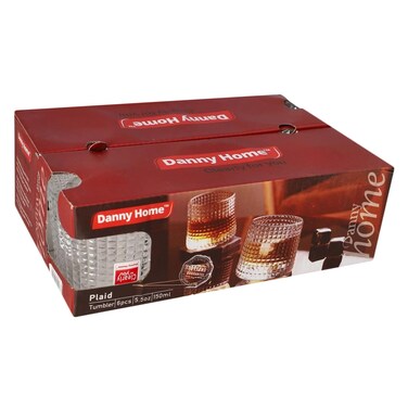 Danny Home 1988-18 Plaid Whiskey Glass 6 Pieces