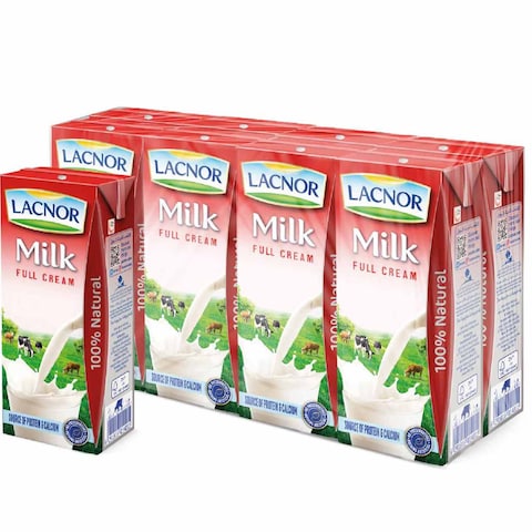 Lacnor Essentials Full Cream Milk 180ml Pack of 8