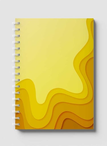 Lowha Spiral Notebook With 60 Sheets And Hard Paper Covers With Abstract Yellow Paper Cut Style Design, For Jotting Notes And Reminders, For Work, University, School