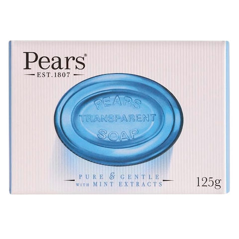 Pears Pure And Gentle With Mint Extracts Soap Bar 125g Blue