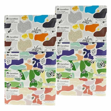 كارفور مناديل وجه ناعمة وإقتصادية – أبيض 200 منديل حزمة من 10