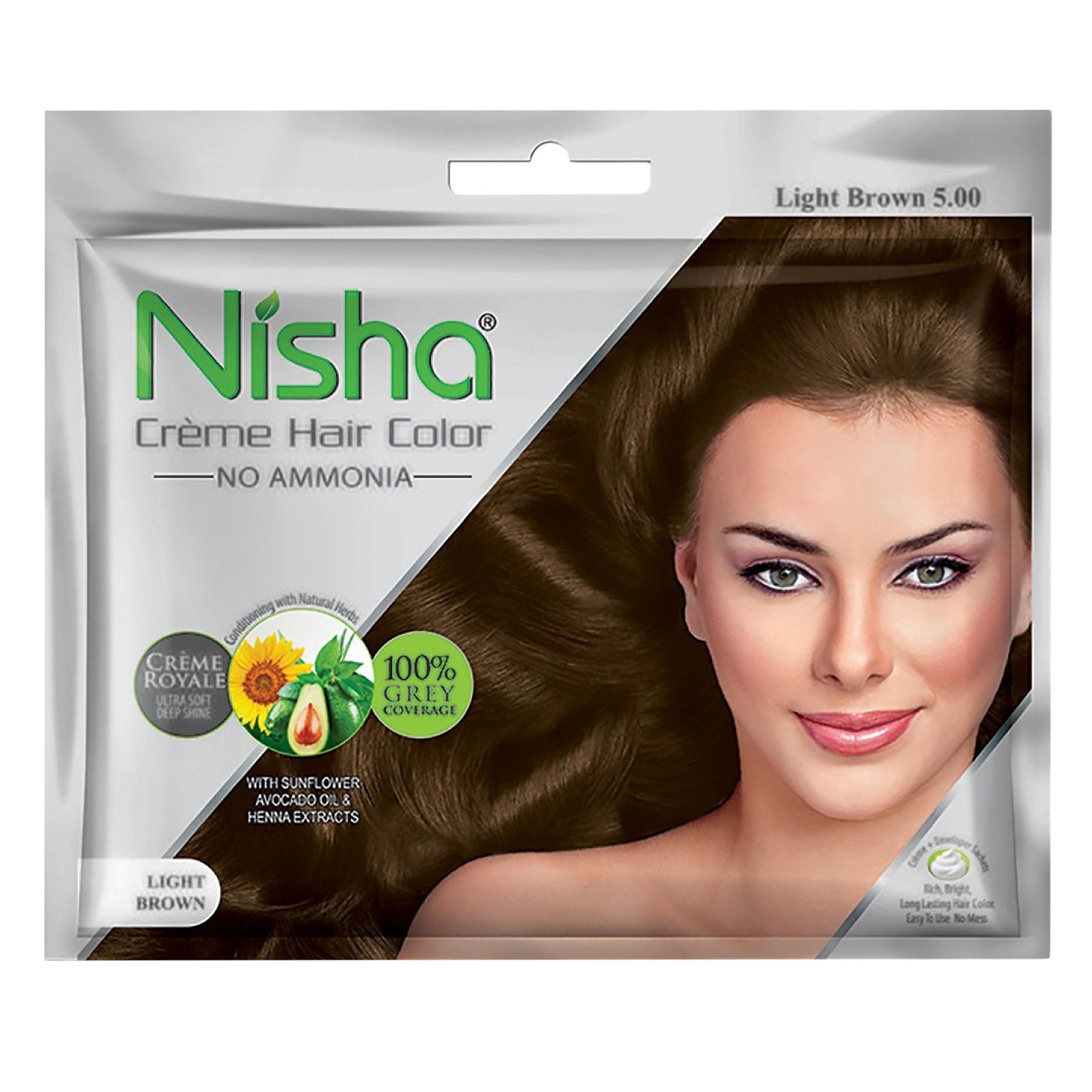 Nisha Creme Hair Colour 5.0 Light Brown 40ml