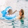 Baby Pool Float Swimming Float with Canopy Inflatable Floatie Swim Ring for Kids Aged 6-36 Months
