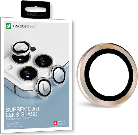 Amazing Thing SUPREME AR Lens Defender for iPhone 13 Pro MAX Camera Lens Protector (6.7 inch) [3 Lens] - Gold