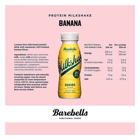 Barebells Protein Milkshake Banana 330ml