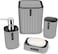 Generic Bathroom Accessory Set - 4 Piece Grey Bathroom Accessories Set With Trash Can, Soap Dish, Soap Dispenser, Toothbrush Cup, Bathroom Decor Sets With Desktop Small Trash Can - Grey Stripe
