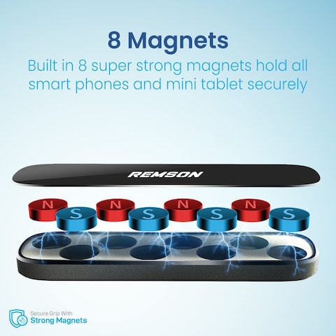 Remson Multi-Function Magnetic Phone Holder for Car Dashboard Universal Stick on 360 Rotation Strong Magnetic Mount Compatible For iPhone 13/12/11/XS/XR/X Samsung Galaxy And More