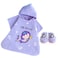 Milk&amp;Moo Kids Poncho and House Slippers Set Little Mermaid, Ultra Soft and Absorbent Fabric, %100 Cotton, Fun Princess Design, Suitable for 4-6 Year Old Children, Purple