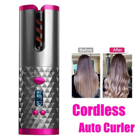 Hair Curler Portable Wireless USB Rechargeable Curling Iron Ceramic Curler Wand Auto Rotating Styling Tools