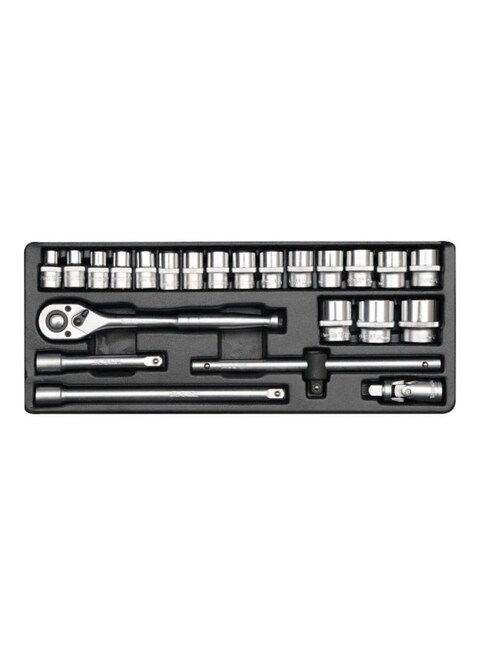 23-Piece Socket Set Silver/Black 250millimeter