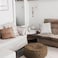 In House Round Decorative Linen Bean Bag - 90x40 cm - Brown