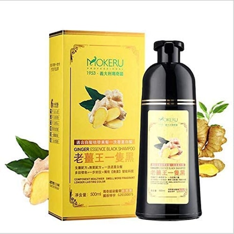Mokeru Black Hair Dye Shampoo Natural Ginger Fast Cover Gray White In 15 Minutes