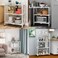 Foldable Storage Shelf Unit with Wheel, Heavy Duty Storage Shelving Unit for Kitchen, Garage and Laundry Bathroom(3 Tier white)