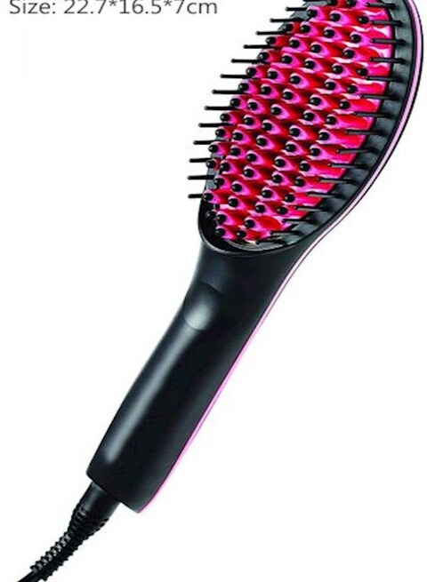 Generic Straightening Hair Comb Brush - Black/Pink
