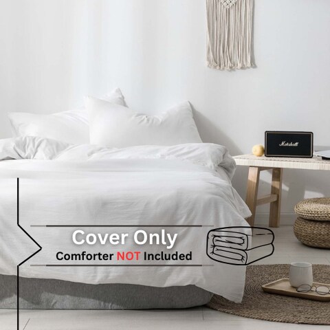 Luna Home Premium Single Size 4 Pieces Bedding Set Without Filler, Plain White Color