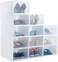 Stackable Shoe Boxes Plastic Clear Shoe Storage, Need to Assemble Yourself,33*23*14cm, 12 pack, White