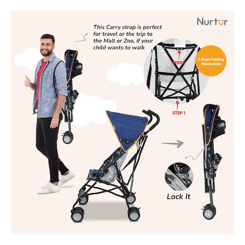 نورتور عربة أطفال مع مظلة مزخرفة B801FT-NR11 بمقاس 45×59×95 سم