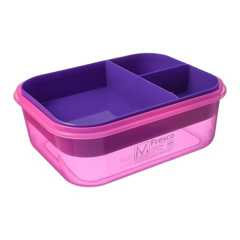 M-Design Lunch Set - 2.1L Lunch Box with 800ml Water Bottle and 3-Piece Cutlery Set - Pink/Purple