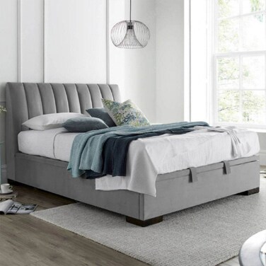 In House Blven Velvet Bed Frame - Single - 200x100 cm - Gray