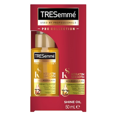 TRESEMMÉ كيراتين سموث, زيت شعر تريسيمي, بزيت المارولا، نعومة وانسيابية الكيراتين، 5 فوائد للتنعيم في نظام واحد لشعر ناعم وانسيابي، 50مل