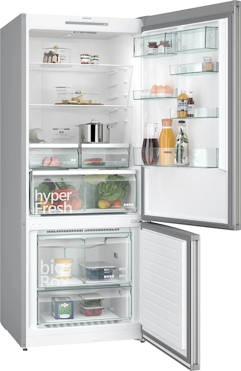 Siemens iQ300 Free-Standing Fridge-Freezer With Freezer At Bottom 186 x 70cm Inox-look, KG55NVL21M, 1 Year Manufacturer Warranty