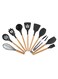 11-Piece Cooking Utensils Kitchen Set Black/Brown