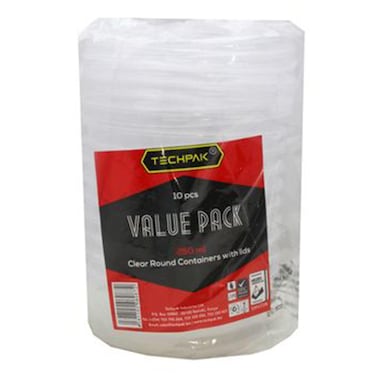 Techpak Clear Cups 250Ml + Lids
