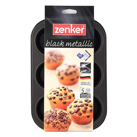 Zenker 6 Cup Stainless Steel Muffin Tin Black