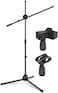 Mike Music Microphone Stand, Upgraded Mic Stand With Dual Mic Clip Holders Adjustable Collapsible Tripod Boom Stands (M2)