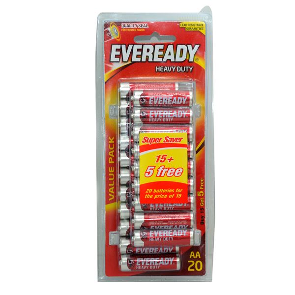 Eveready Heavy Duty Battery AA 15 pieces + 5 Free