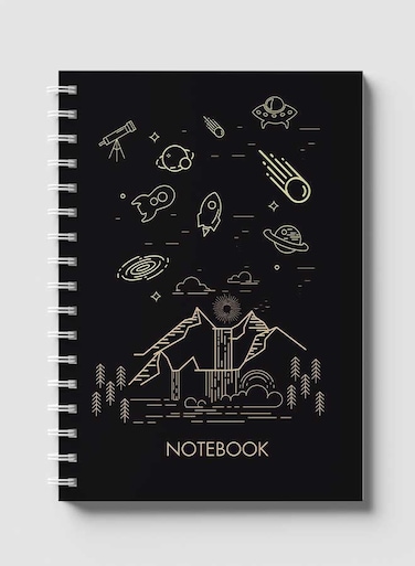 Lowha Spiral Notebook With 60 Sheets And Hard Paper Covers With Nature &amp; Space Design, For Jotting Notes And Reminders, For Work, University, School