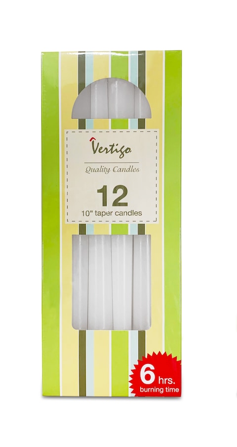 10 In Taper Candles White 12 Pcs In Box