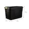 Strata Made in UK Heavy Duty Outdoor Storage Box with Lid and Wheels, Storage Trunk 110 Litres, 77L x 42W x 50.5H cm - Black-STR-XW420-BLK/YEL-EX