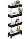Cozy Nest 4-Tier Slim Rolling Kitchen Trolley Storage  Cart Organizer with 4 Hooks Wheels for Mobility and Water derange Functional Shelves for Bathroom Office Bedroom (Black)