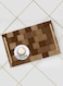 Lowha Decorative Acrylic Serving Tray With Gold Metal Handles And Fabric Pattern Design 20x30 cm