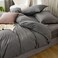 Luna Home Queen Size 6 Pieces Bedding Set, Washable Cotton Dark Gray Color
