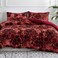 Luna Home Single Size 4 Pieces, Maroon Marble Design Duvet Cover Set