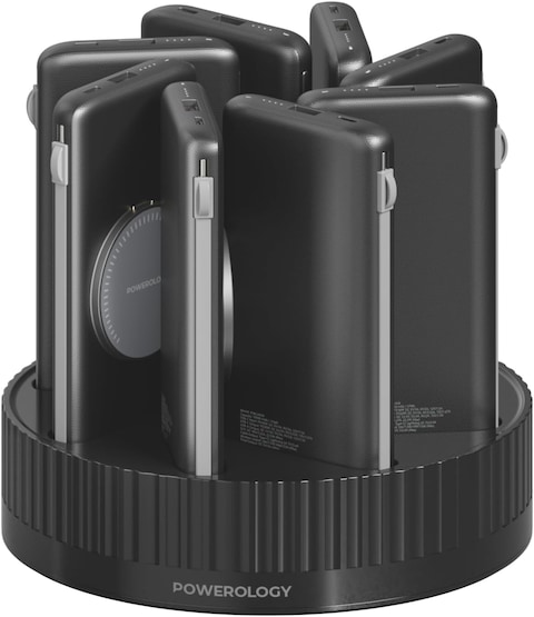 Powerology Upgraded 8 In 1 Powerstation, 8 Set Of Powerbanks With Built In Cable Lighting &amp; Type C PD 20W, Magfit Supported Fast Charging, Total Of 20 USB Charging Ports