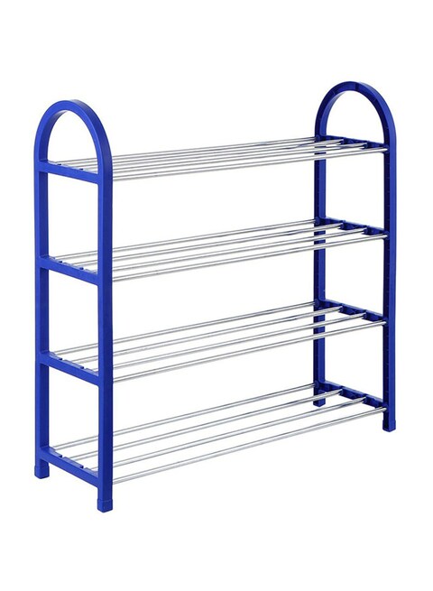 Generic 4-Tier Shoe Rack Storage Organizer Blue/Silver 58cm