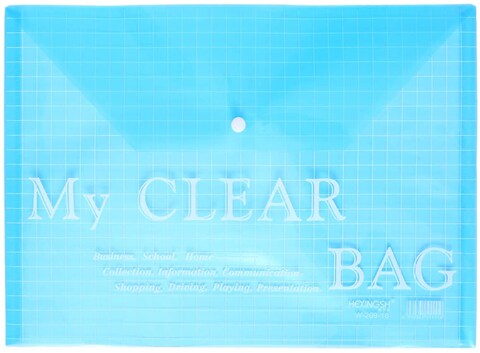 Generic Huajie W-209-18 My Clear Bag Plastic Envelope A4 Set Of 12, Blue