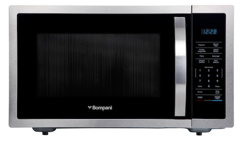 Bompani 45L Microwave Oven, Stainless Steel Design, Digital Controls, LED Display, 11 Power Levels, 6 Auto Menus, 95-Min Timer, Defrost, Quick Start, Glass Turntable, 1-Year Warranty, BMO45DS, Silver