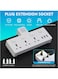 Sky-Touch Multi-Plug Extension Socket With 3 USB Extender, Wall With 3 Outlets, And An Electrical Power Extender Outlet Adaptor, For Home, Office, And Kitchen, White