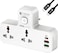 CAROSKI 3-in-1 Power Extension Socket Multi plug Adapter - 20W USB-C PD Quick Charge Port - 2 USB-A QC3.0 - 2 Universal Outlets Extension Plug - UK 3-Pin plug with light for Home - Office - Kitchen
