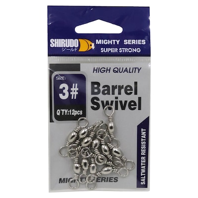 Shirudo Mighty Series Barrel Swivel Size 3 Silver 12 count