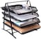 Generic Stackable Document Tray, 4-Tier Sliding Drawer Case File Rack Desk Stationery Holder Organizer Wide Entry Stacking Sorter For Office Home, Black
