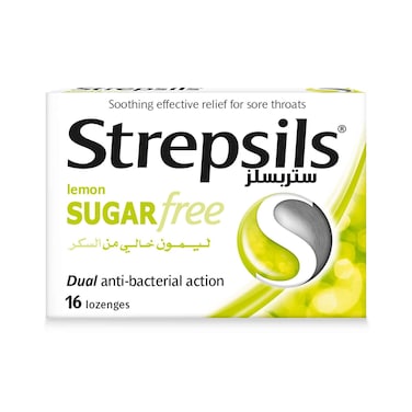 Strepsils Lemon Sugar Free, Soothing Effective Relief for Sore Throats, 16 Lozenges