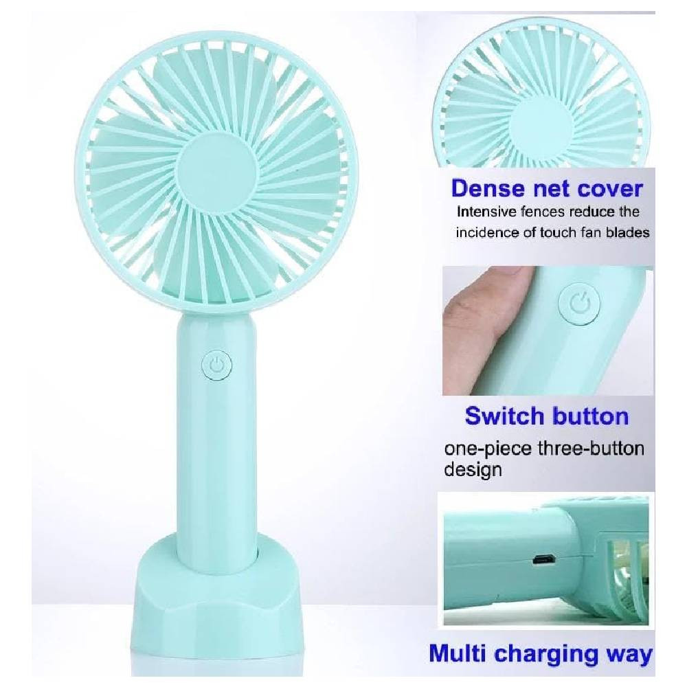 Handheld Fan, Portable Small Fan with 3 Speeds, USB Rechargeable Hand Fan, Personal Fan Battery Operated for Outdoor, Indoor, Office, Travel (Blue)