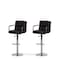 Sulsha Furniture Modern Height Adjustable Chair, Bar Chair, Bar Stool Set Leather Padded Stool Black/Silver