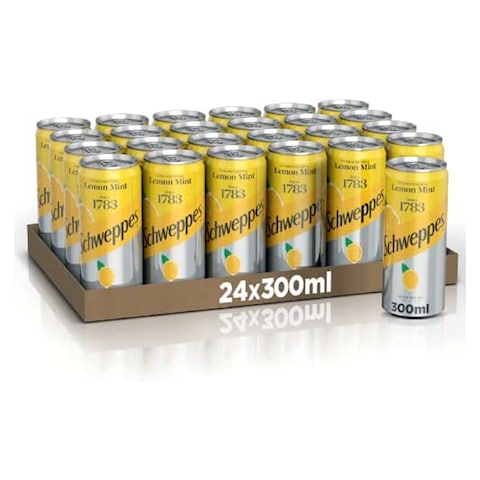 Schweppes Lemon Mint Soft Drink Can - 300ml - 24 Pack