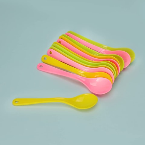 Royalford 12Pcs Boutique Spoon, Premium Quality Plastic Spoon, RF11129 Nonstick Kitchen Spoons For Mixing, Eating, Jam, Honey, Coffee Food Grade Spoon For Home, Kitchen, Or Restaurant, Multicolor